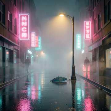 街灯浸湿的影子