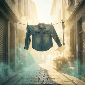 厚肩褪落旧衬衫