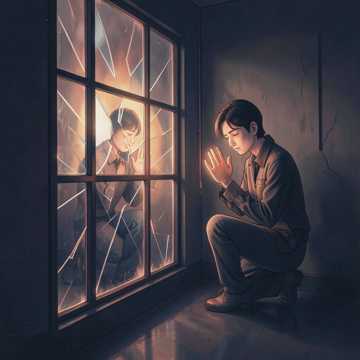 玻璃窗上碎裂的指尖