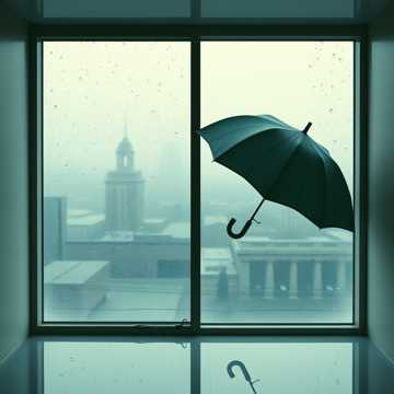 雨丝垂落的窗台