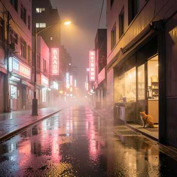 霓虹未熄的城市
