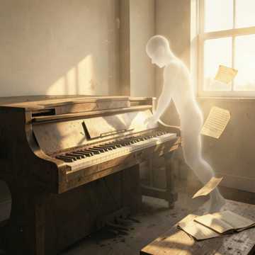 钢琴上泛黄的午后