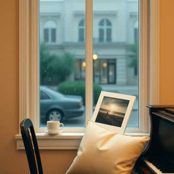 咖啡半凉的窗台