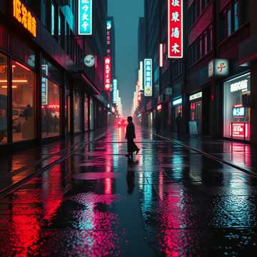 霓虹光影擦肩人