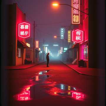 霓虹碎在影子里