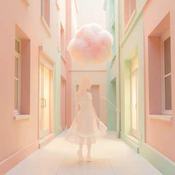 朱妹发梢的棉花糖