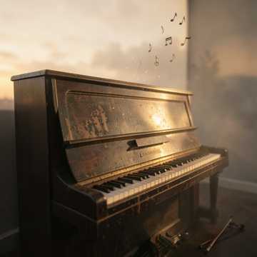 旧钢琴上的雨痕