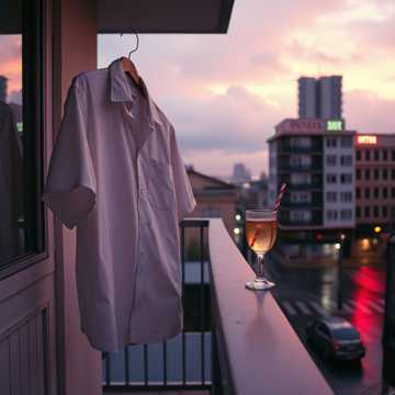 白衬衫在阳台忘了收