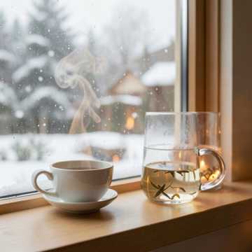 窗雪煮茶