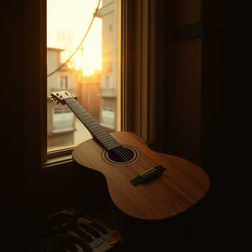 木吉他上的落花