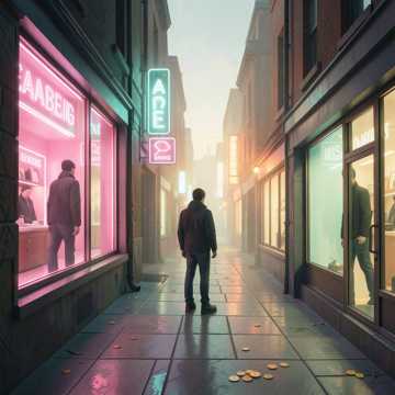 霓虹未眠的人行道